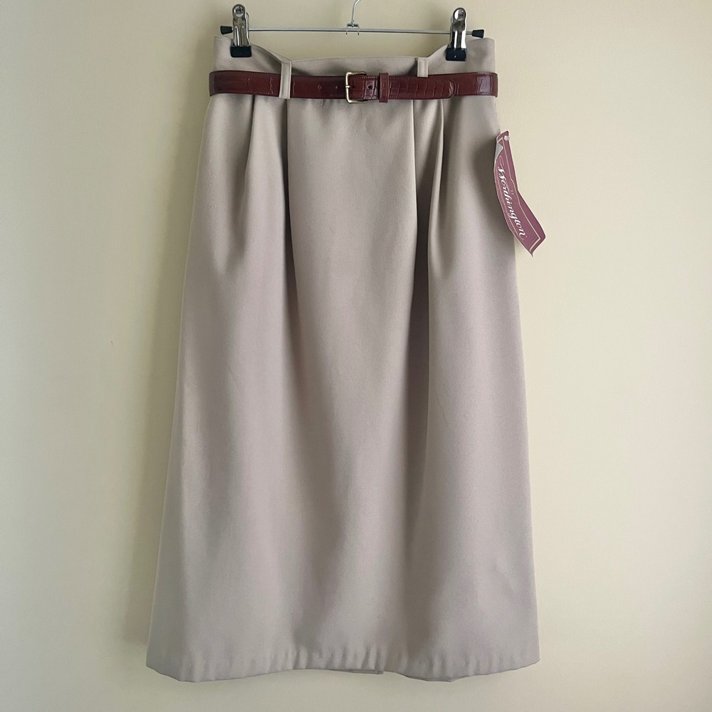 Vintage Skirt Women's 8 New NWT Deadstock Pleated Tan High Rise Office Classic